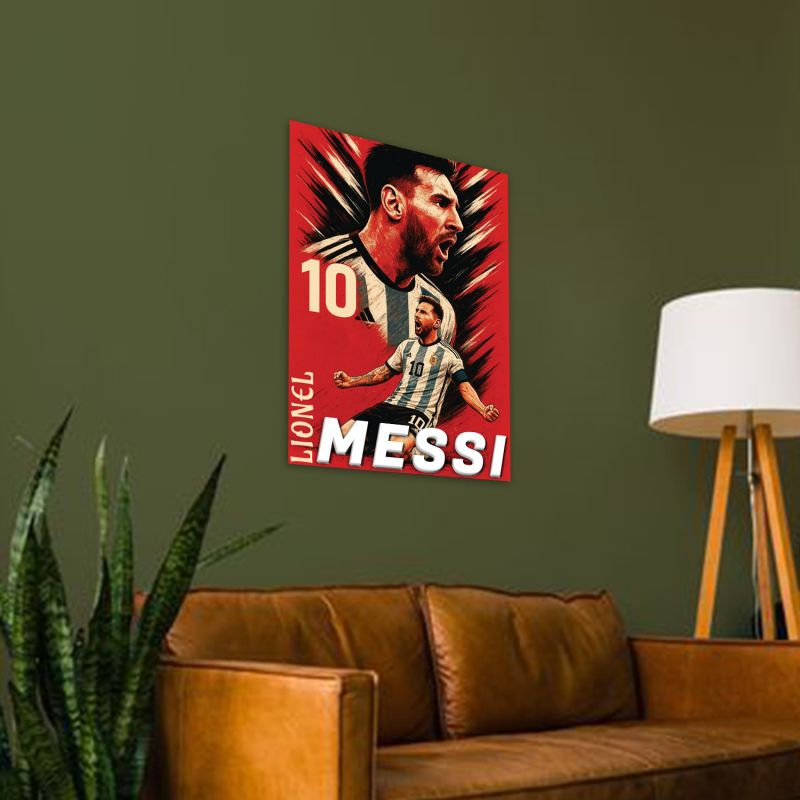 Acrylic Lionel Messi Photo Frame For Living Room, Bedroom, Office Sports Wall Art Birthday Gift For Football Fans, Boys, Mens Football Theme Gift